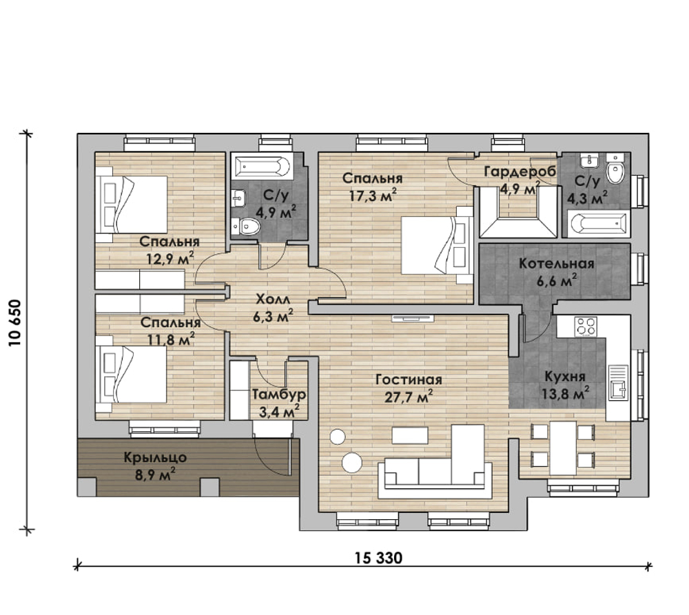 Проект Дома 115,1 кв. м К-53