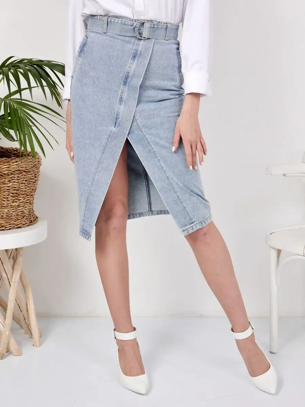 ✿ Юбка джинсовая миди с разрезом ✿