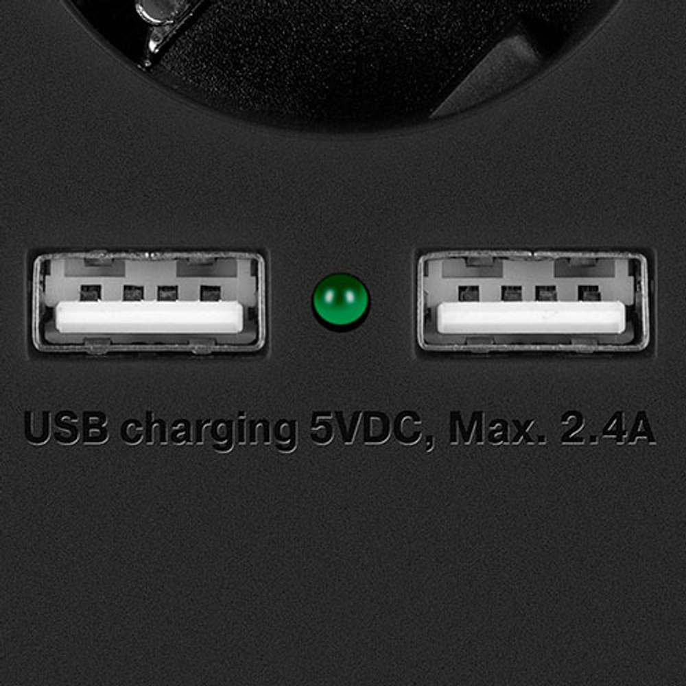 SVEN Фильтр SF-05LU 1,8 м (5 евро розеток,2*USB(2.4А)) черный, цветная коробка