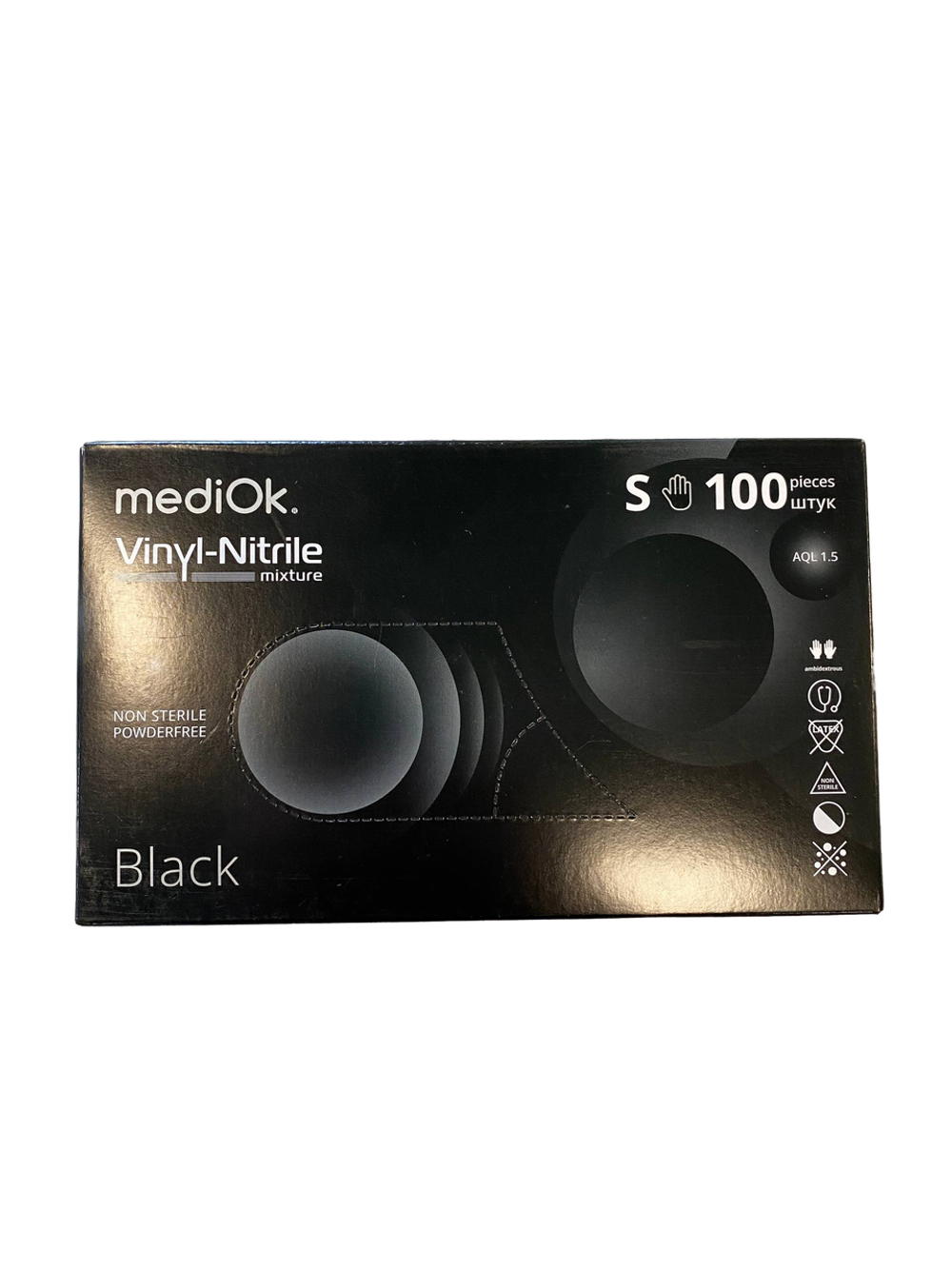 Nitrovinyl, перчатки НИТРОВИНИЛОВЫЕ, гладкие черные, S, 50 пар в упаковке