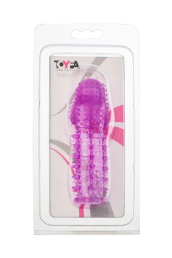 Насадка на пенис с ворсинками TOYFA Basic, TPE, фиолетовый, 13,5 см
