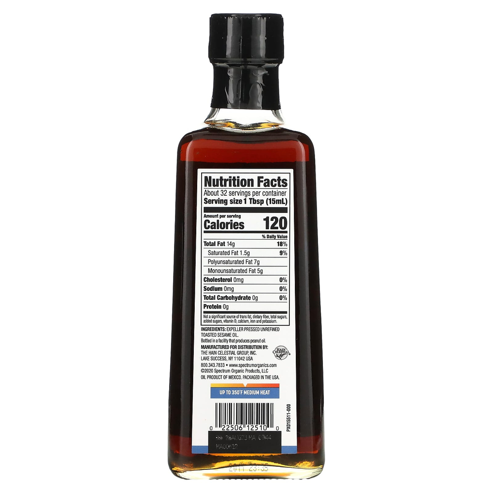 Spectrum Culinary, Поджаренное кунжутное масло, нерафинированное, 473 мл (16 жидких унций)