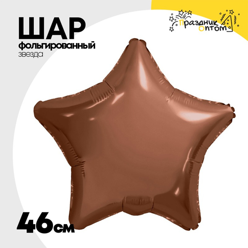 Шар фольгированный Звезда 46 см (Коричневый)