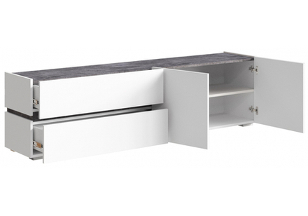 ТВ-тумба Woodville Атлон белый, бетон темный