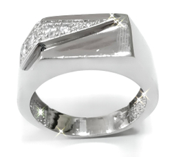 Ювелирное мужское кольцо из серебра с фианитами,размер 19