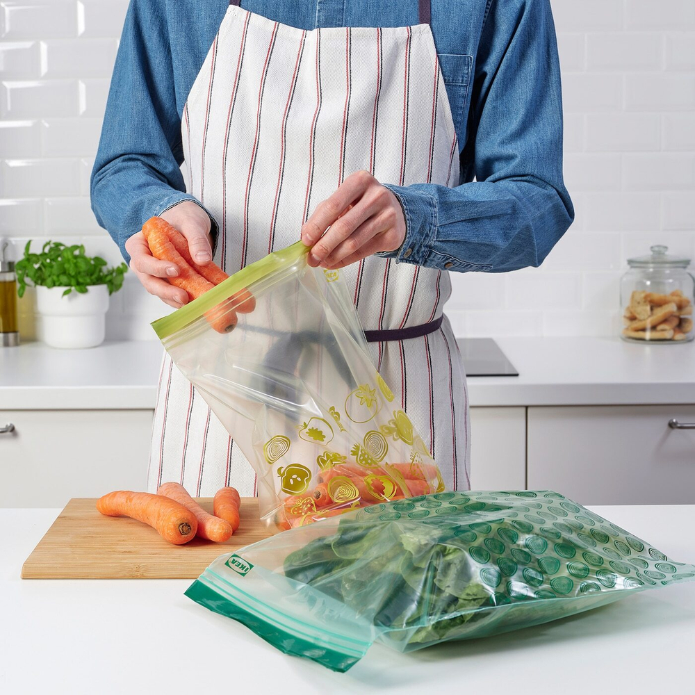 IKEA ISTAD  (ИКЕА ИСТАД)  -  Пакет Ziplock, рисунок/зеленый, 6/4,5 л