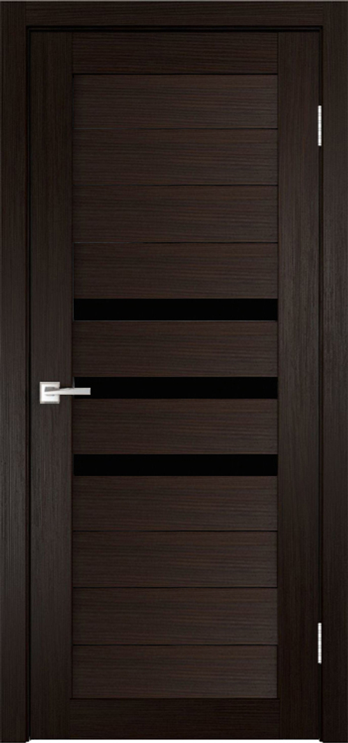 Межкомнатная дверь X-6 / Цвет тон Венге / Остекление "Лакобель черное" / Двери Верда