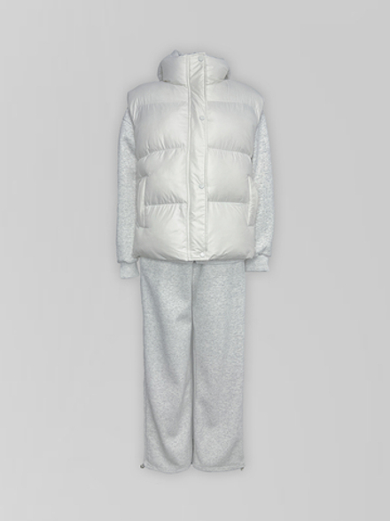 Спортивный костюм-тройка 23367 из зип-кофты, прямых штанов на кулиске и жилета