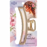 Заколка - краб для волос на блистере «PREMIUM», фиджи, цвет серебро и золото, 8см●