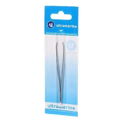 Пинцет для бровей на блистере «Ultramarine», цвет серебро 9см