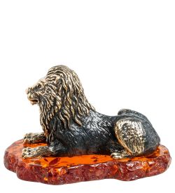 Народные промыслы AM-1373 Фигурка «Лев» (латунь, янтарь)