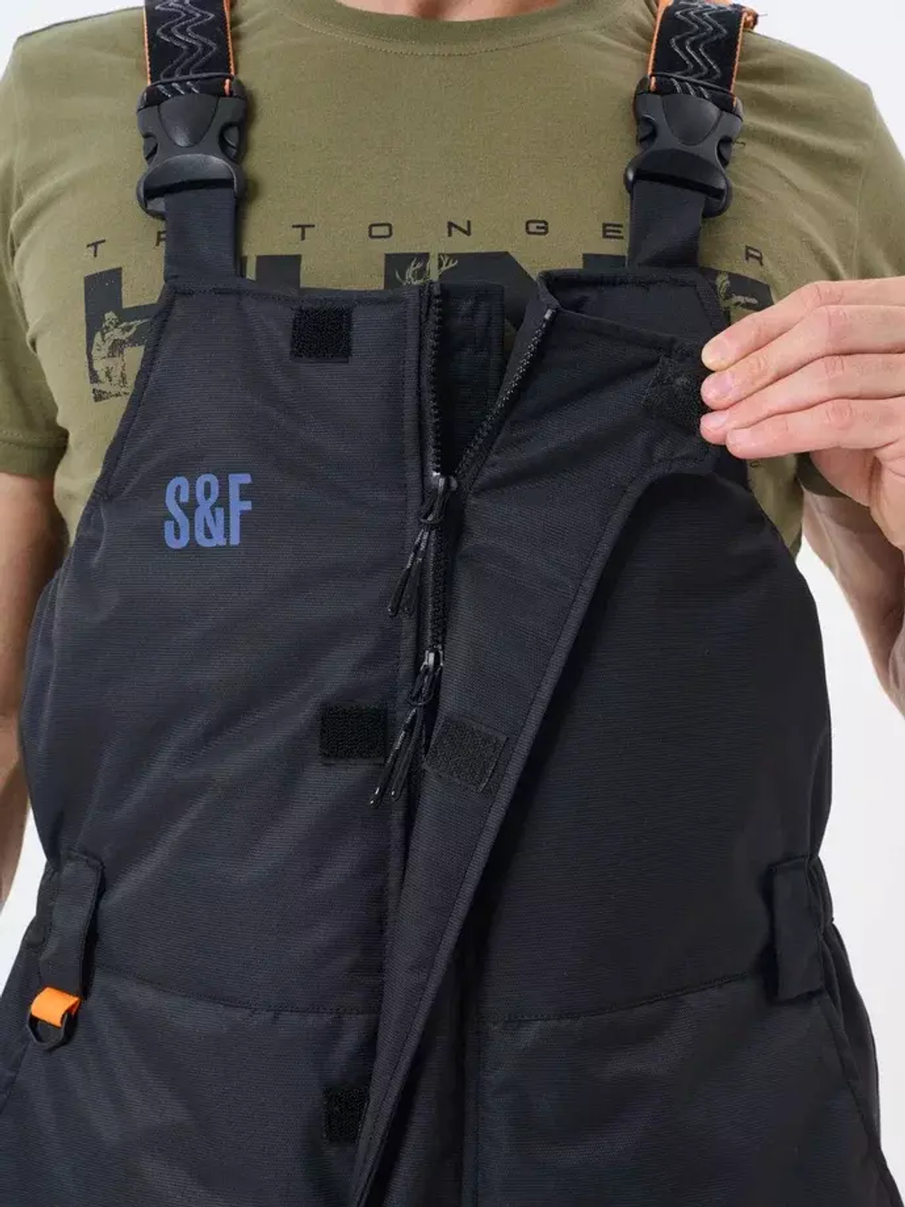 Костюм-поплавок TritonGear S&F Skif -40 (Таслан), Полукомбинезон, Черно-оранжевый