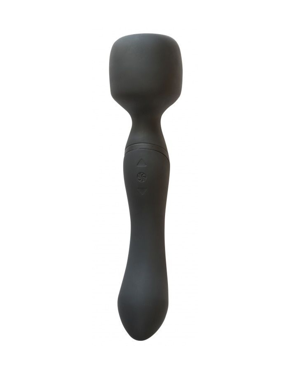 Черный двусторонний вибромассажер Heating Wand с нагревом - 22 см.