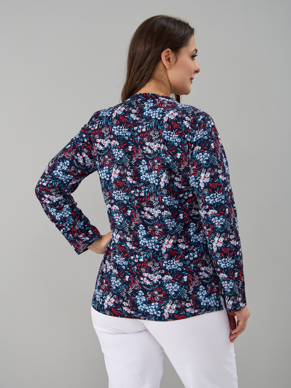 Блузка БЛ-22/синий-душистыйгорошек