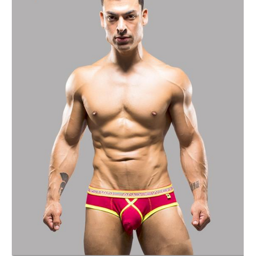 Мужские трусы брифы красные  Andrew Christian Glow Elastic Push Briefs RED   AC9635