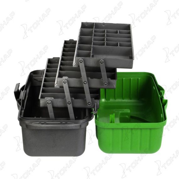 Ящик рыболова Helios трехполочный зеленый