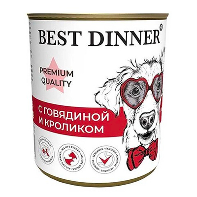 Best Dinner консервы Premium с говядиной и кроликом (ал.банка) - для собак (Меню №3)