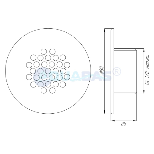 ФП.111.3/1 Барботажная форсунка 1,5" (наруж.) плитка AISI-316
