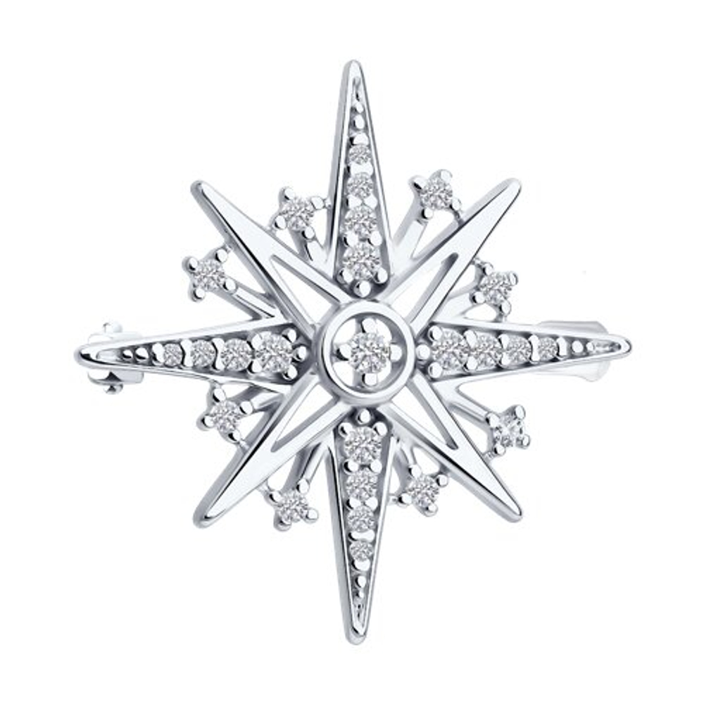 Брошь из серебра с фианитами