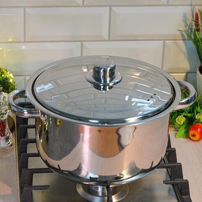 Кастрюля 5,8л нерж "Астра" d24см, h13см с металлической крышкой, ТРС, капсульное дно, индукция