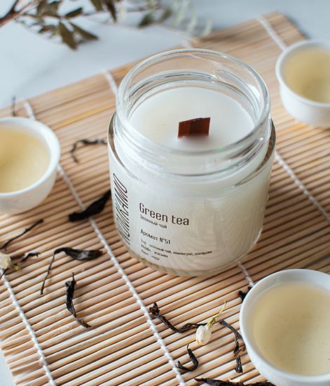 №51 Зеленый чай, ароматическая свеча Hygge, Nomkamo