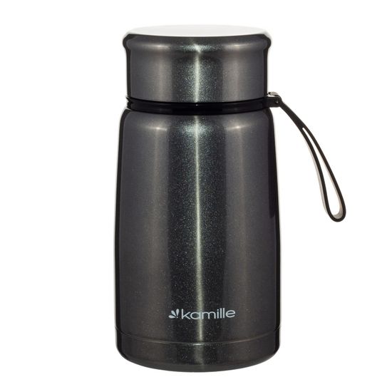 Термос пищевой 800 мл. Kamille KM 2148 из нержавеющей стали с ложкой и ремешком