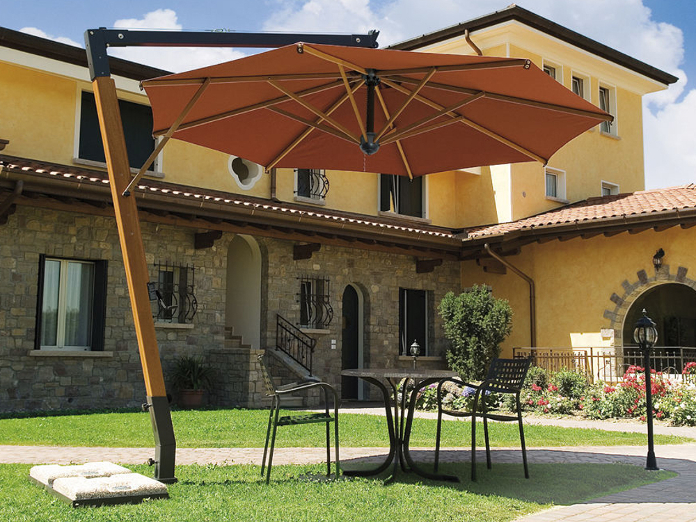 Зонт профессиональный Ø3.5 м Scolaro Palladio Braccio, имитация ироко, терракотовый