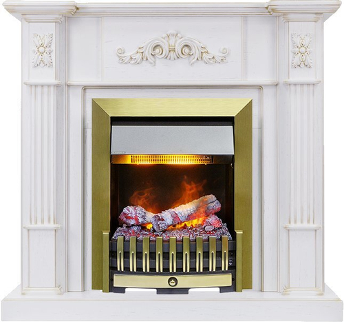 Каминокомплект Martin - Белый дуб, патина золото с очагом Danville Antique Brass FB2