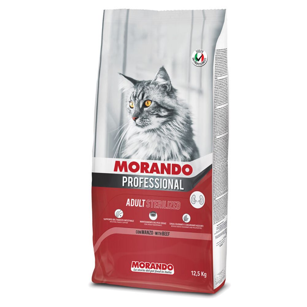 Morando Professional Gatto сухой корм для стерилизованных кошек с говядиной 12,5 кг