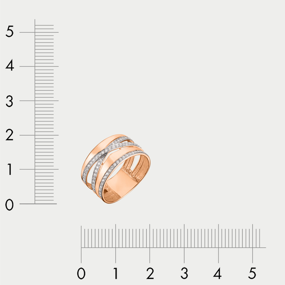 Кольцо женское из красного золота 585 пробы с фианитами (арт. 026391-1102)