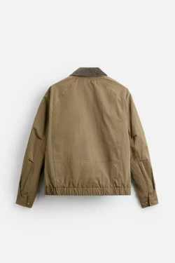 ZARA ПУХОВИК С ВОРОТНИКОМ В ТОН, БЕЖЕВЫЙ