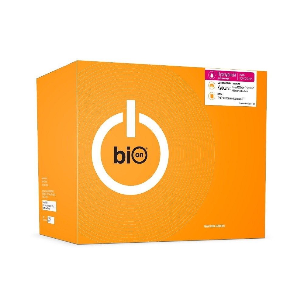 Bion BCR-TK-5220M  Картридж для Kyocera Ecosys( P5021cdw/P5021cdn/M5521cdn/M5521cdw) (1200  стр.),Пурпурный, с чипом