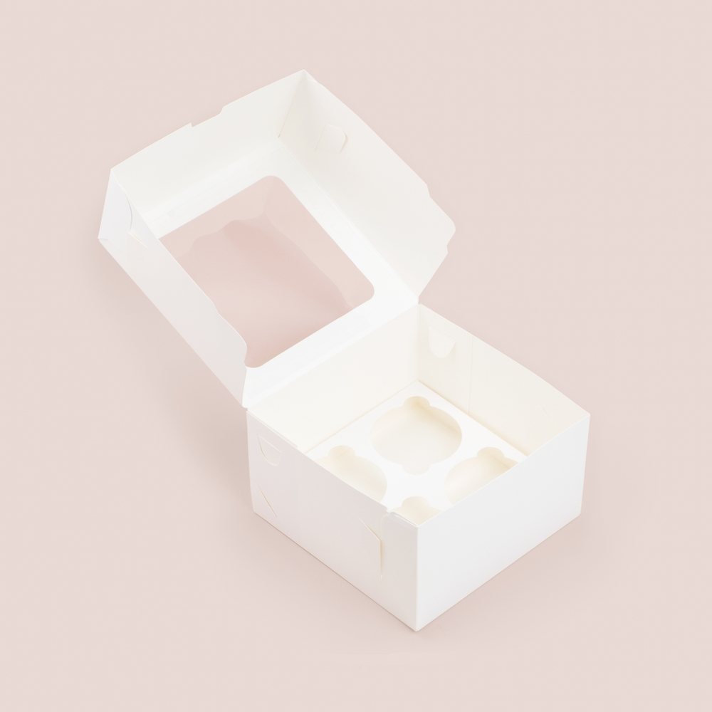 Коробка для 4 капкейков с квадратным окном 160*160*95 мм