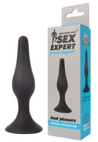 Чёрная анальная втулка Sex Expert - 10 см.