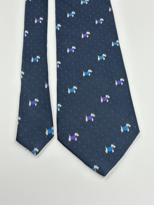 Галстук синий с собачками Yves Saint Laurent