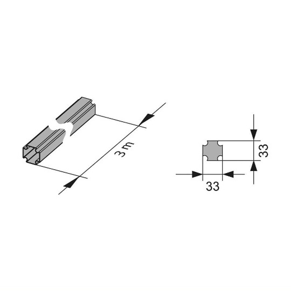 Профиль монтажный алюминиевый WALLBOX в штангах 3м (цена за 1м)