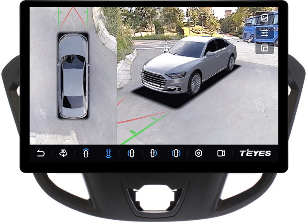 Магнитола для Ford Transit Custom, Tourneo Custom 2012-2019 - Teyes CC3-2K-360 монитор 13" 2K QLED на Android 10, 6Гб+128Гб, CarPlay, 4G SIM-слот, 4 камеры в комплекте