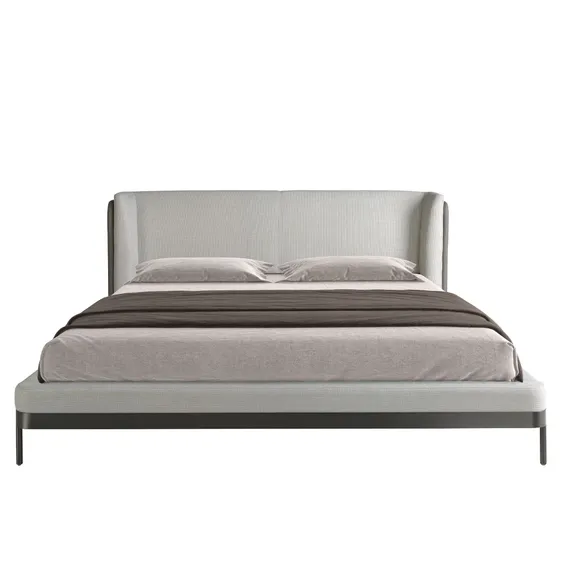 Кровать 7156/GC2123 серая ткань / кожа для матраса 180 x 200 cm.)