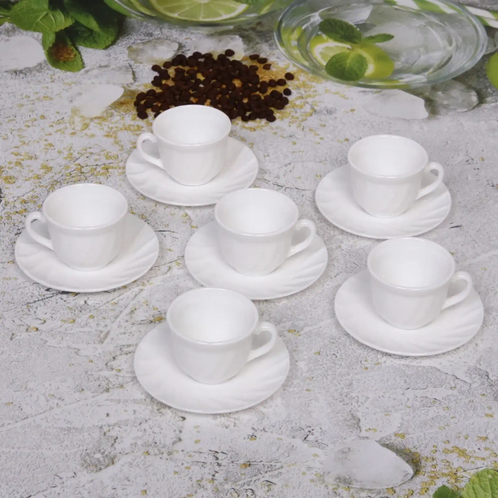 Кофейный набор 12 предметов «White magic» (6кружек 85мл+6блюдец) Волна