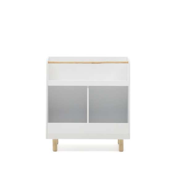 Serwa Книжный шкаф из белого МДФ с ножками из массива сосны