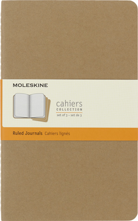 Набор из 3-х блокнотов в линейку Moleskine Cahier Journal (QP416) 13х21см, бежевый (3шт)