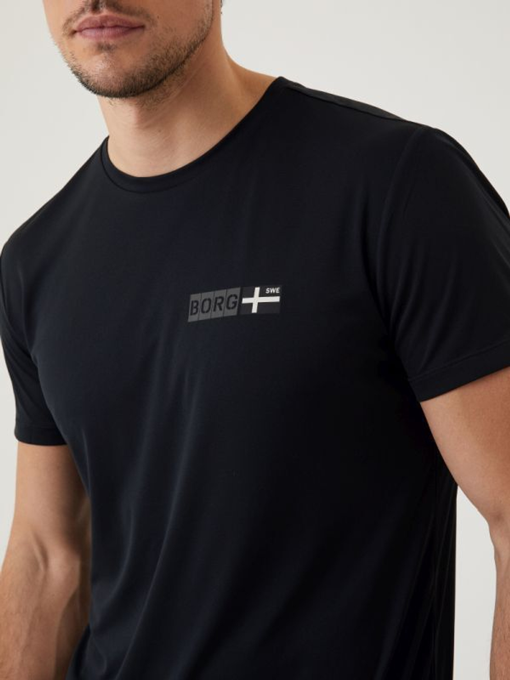 Мужская теннисная футболка Björn Borg Sthml Light T-Shirt - black beauty