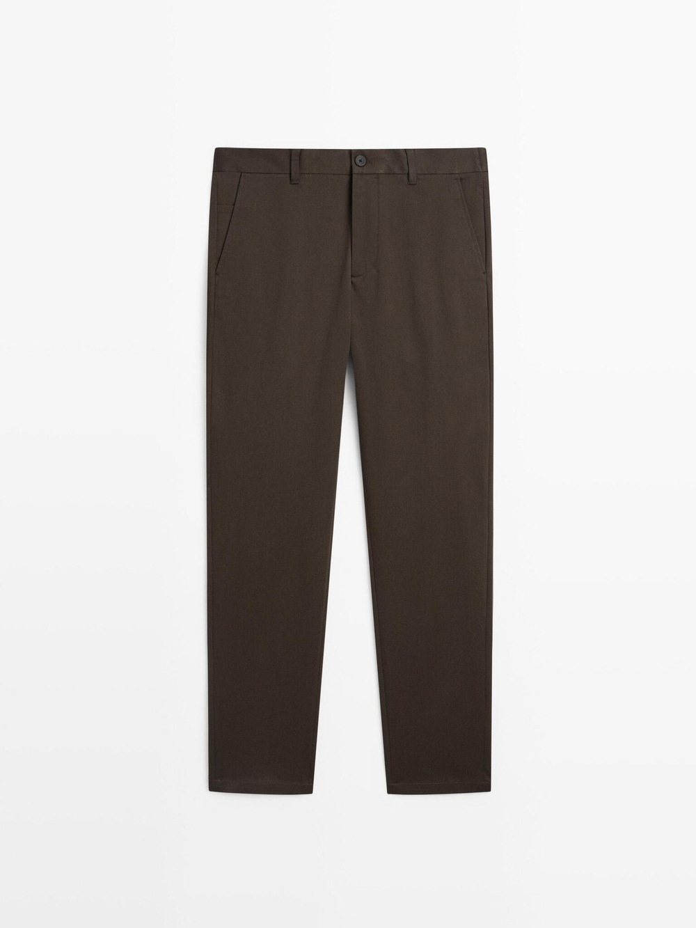 Massimo Dutti Зауженные брюки из хлопковой смеси, коричневый