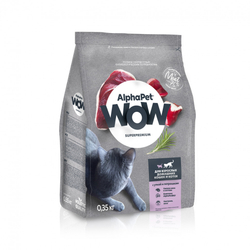 ALPHA PET WOW Сухой корм для взрослых кошек с уткой и потрошками 1,5 кг