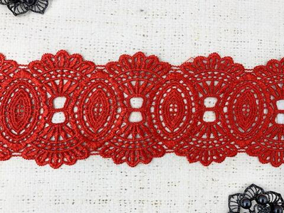 Кружево плетеное, ш. 8,5 см, красный