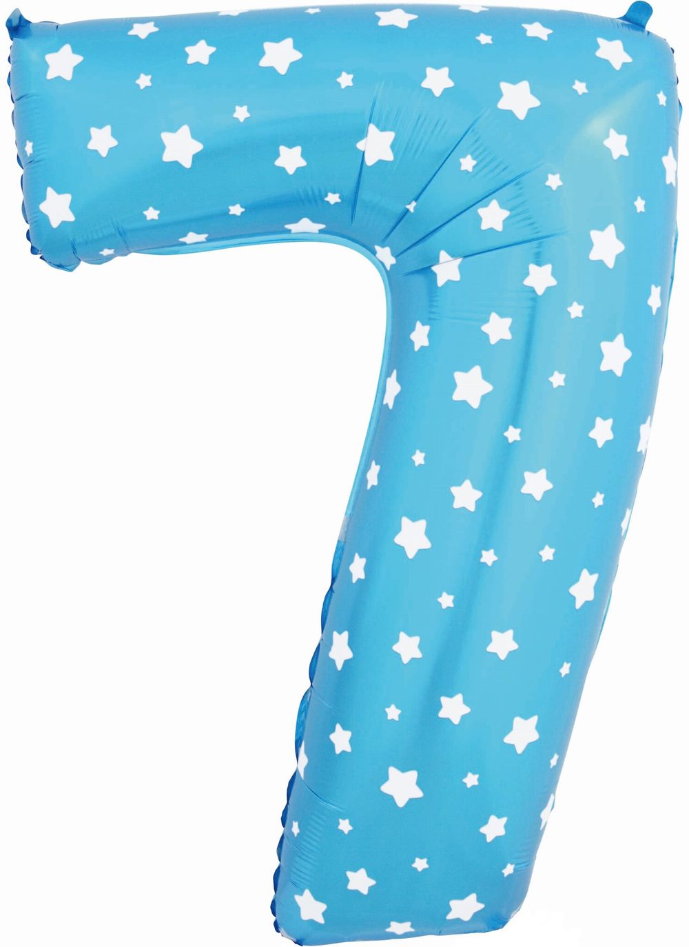 Шар (40"/102 см) Цифра, 7, Звездочки, Голубой, в упаковке 1 шт.