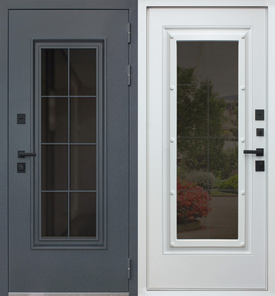 Стальная дверь "Titanium" с окном и английской решеткой (терморазрыв 3к)