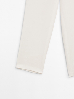 Massimo Dutti Брюки прямого кроя из струящейся льняной ткани, кремовый