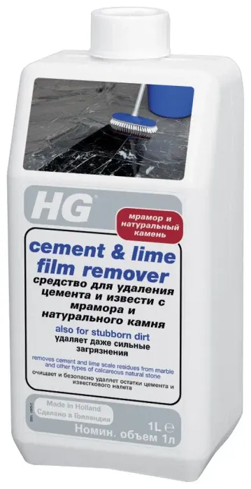 HG Средство Cement &amp; lime film remover для удаления цемента и извести с мрамора и натурального камня, 1 л