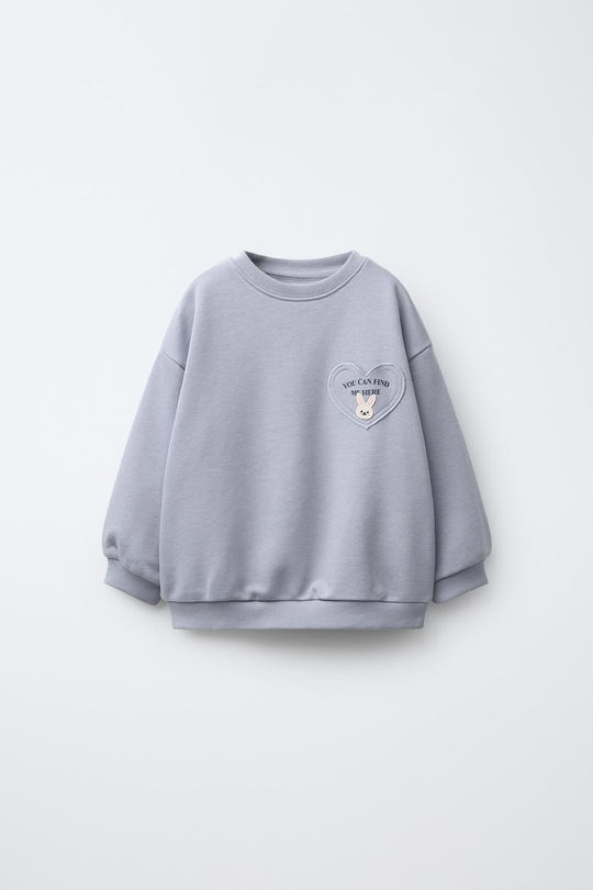 ZARA ТОЛСТОВКА С КАРМАНОМ В ФОРМЕ СЕРДЦА, СИНИЙ